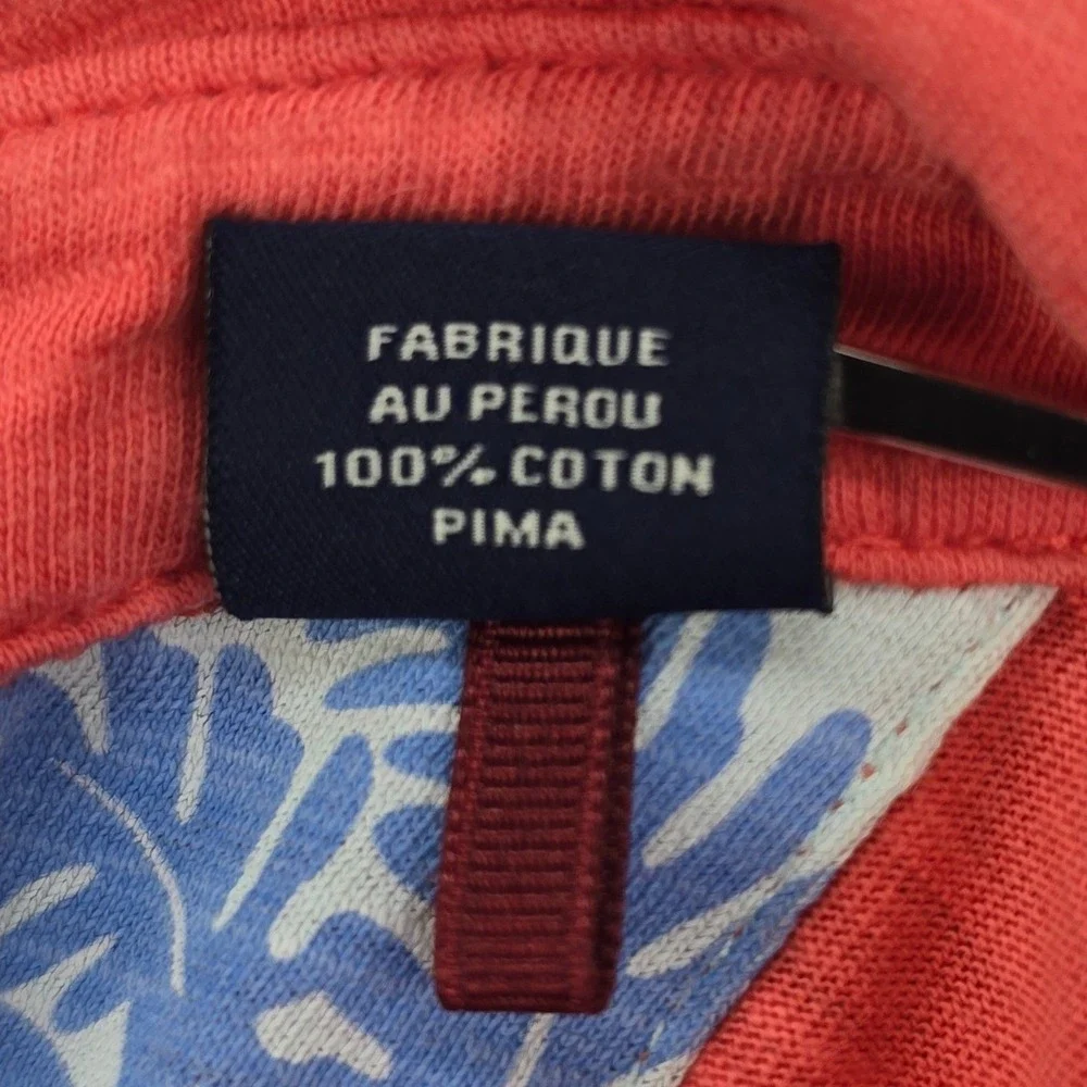 Tommy Bahama Emfielder Polo Mens Large Coral Pink 100% Pima Cotton Slub Texture